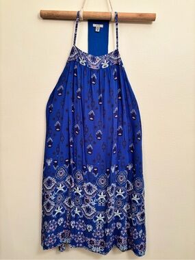 Ecote Blue Floral Boho Mini Dress